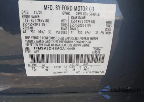 2021 Ford Explorer Xlt z USA, uszkodzony, nr VIN 1FMSK8DH1MGA14449